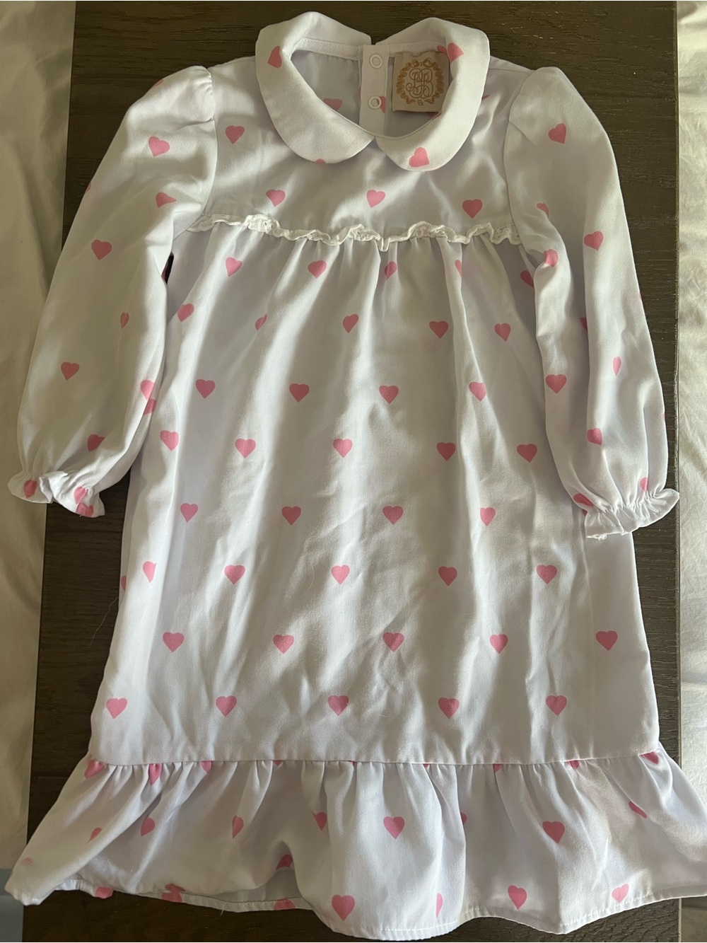 TBBC White Nightgown with Pink Hearts - 3T